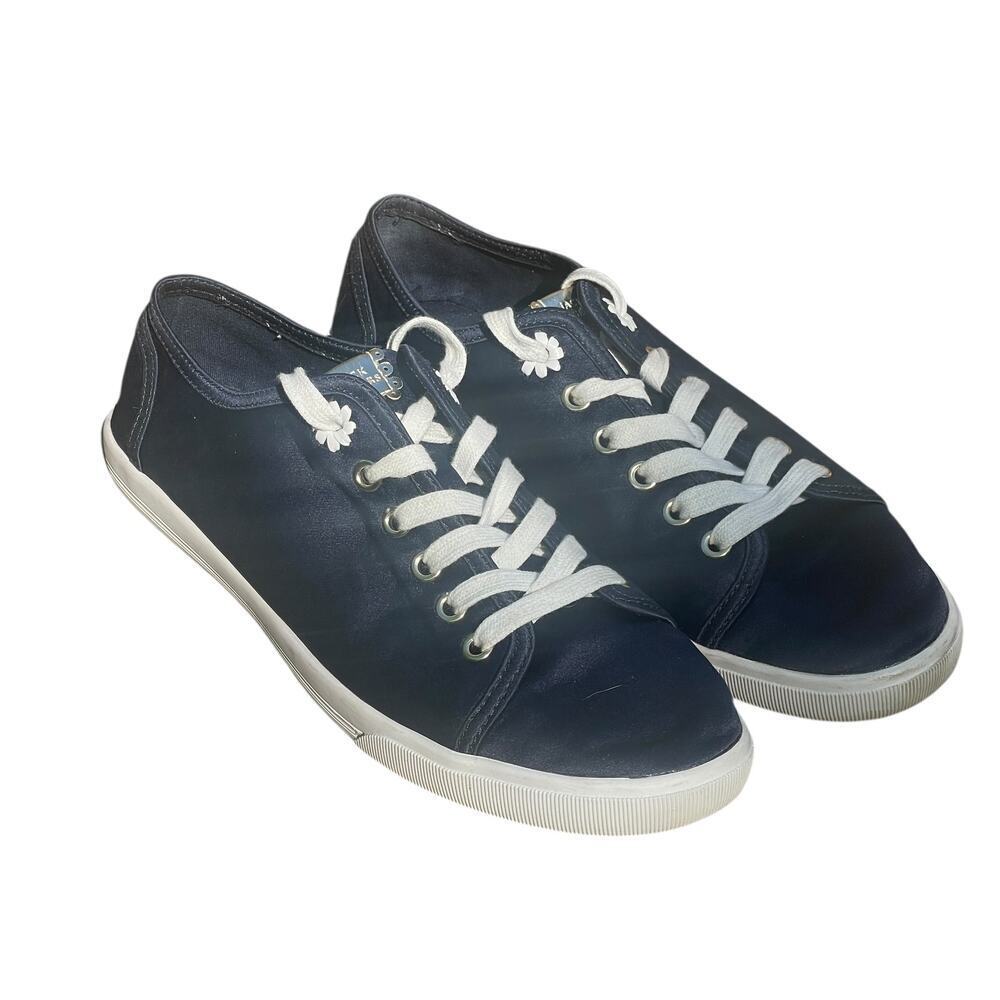 Jack Rogers Lia Satin Sneakers Womens 9.5 Navy Lace Up Fashion Shoes